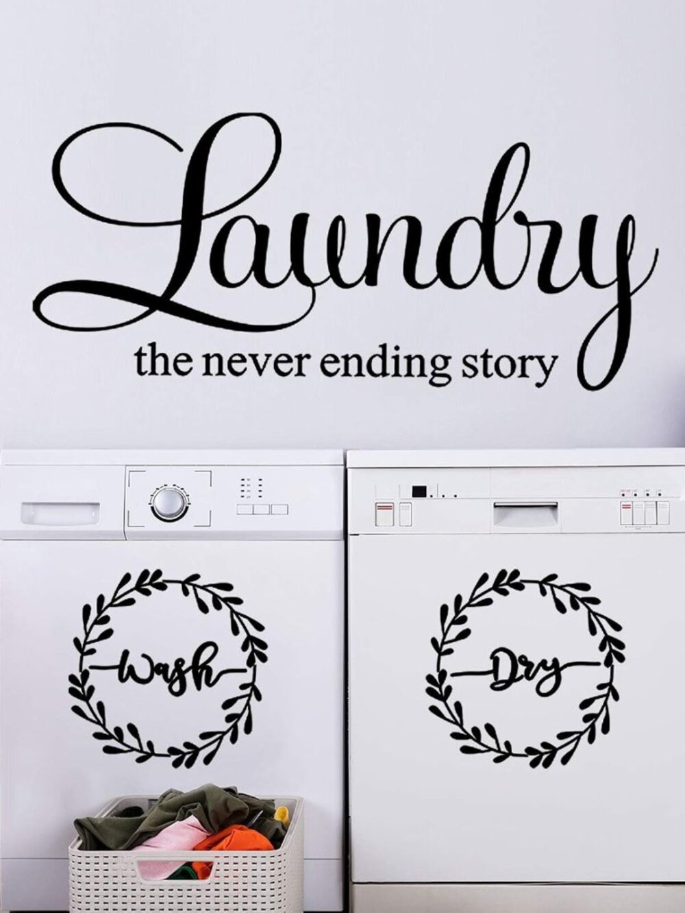 3 Pcs Laundry Room Wall Decal Decor, Black Printing
